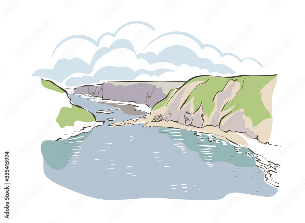 Scotland Europe vector sketch landscape illustration line art