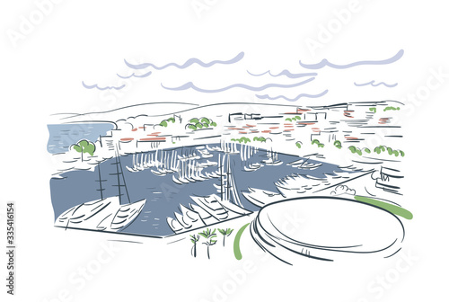 Cannes France Europe vector sketch city illustration line art