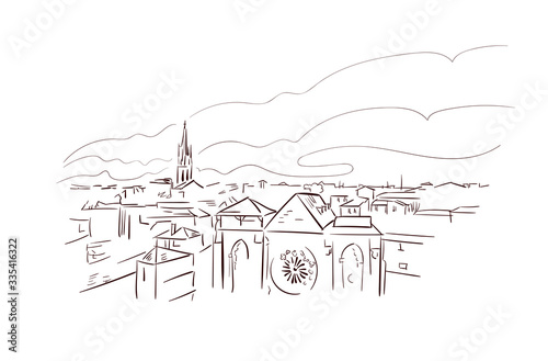 Montpellier France Europe vector sketch city illustration line art