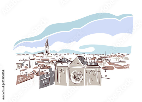 Montpellier France Europe vector sketch city illustration line art