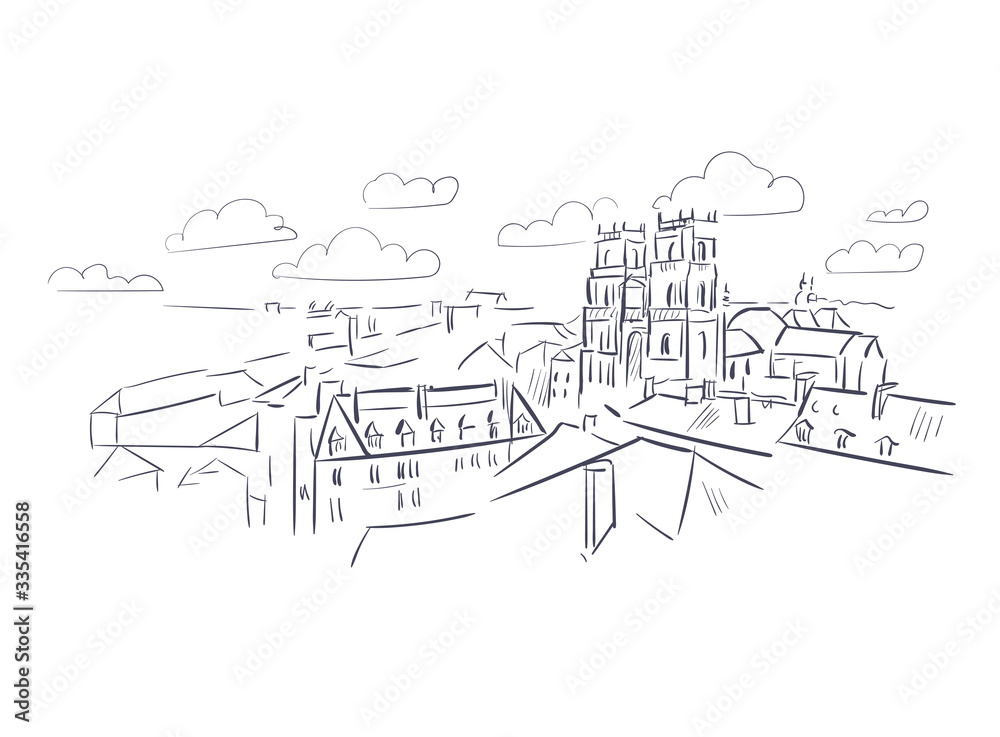 Rennes France Europe vector sketch city illustration line art