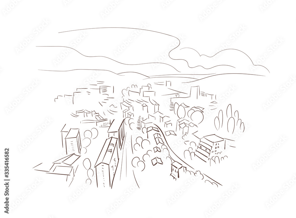 Fototapeta premium Saint Etienne France Europe vector sketch city illustration line art