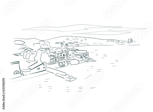 Saint Tropez France Europe vector sketch city illustration line art