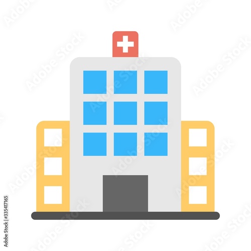 Hospital icon in flat style. Clinic building, healthcare, medical symbols. Perfect health center sign for modern digital and print media.