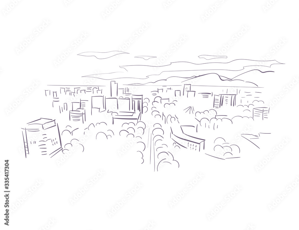 Tirana Albania Europe vector sketch city illustration line art