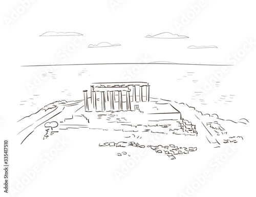 Athens Greece Europe vector sketch city illustration line art