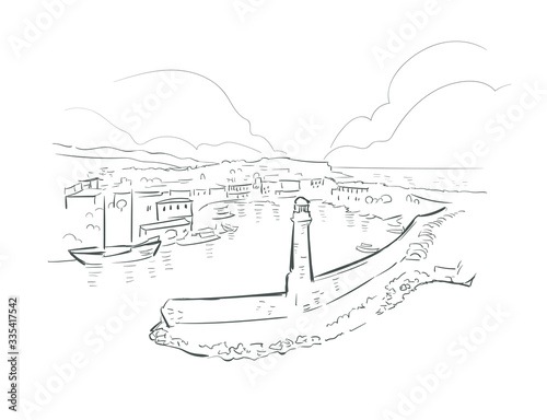 Chania Greece Europe vector sketch city illustration line art