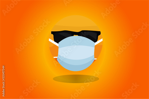 sunglass emoji with health mask.