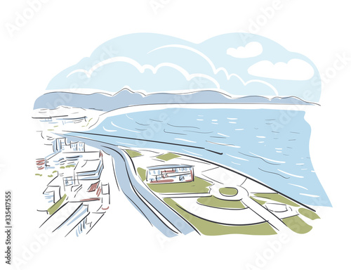 Heraklion Greece Europe vector sketch city illustration line art