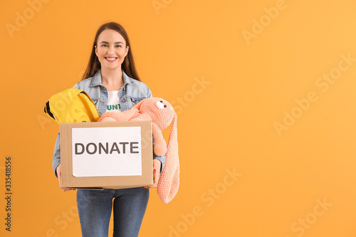 Volunteer with donations fo...