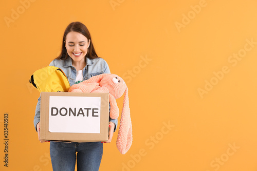 Volunteer with donations fo...