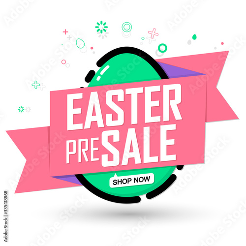 Happy Easter, Pre-Order Sale banner design template, discount tag, vector illustration