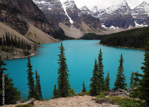 View From Rockpile Trail Lookout On The Enchanting Moraine Lake Banff National Park