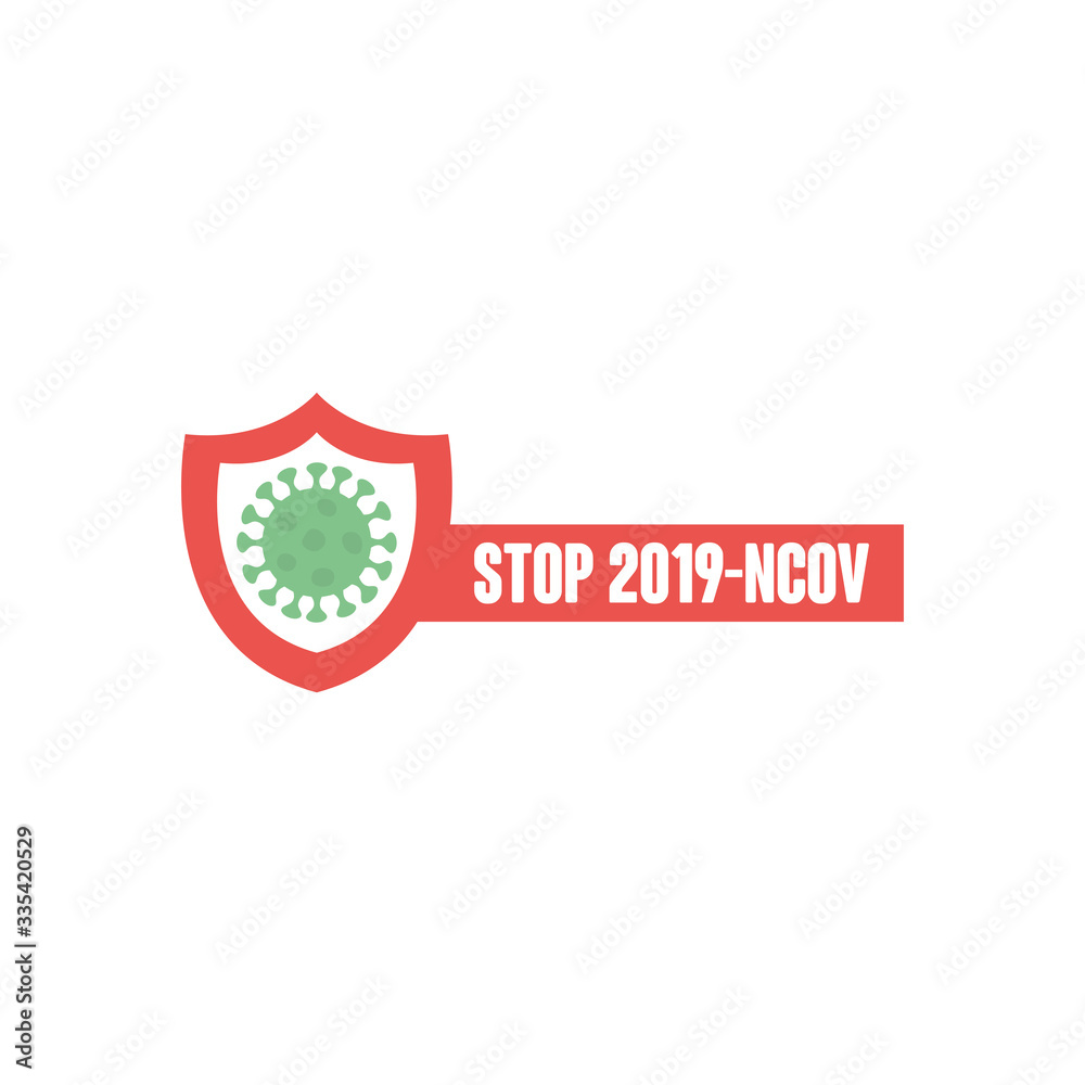 stop covid19 concept with shield with virus symbol icon, flat style