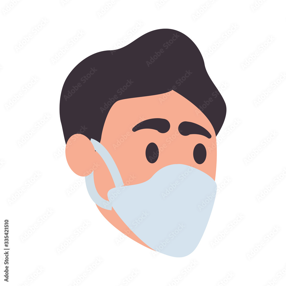 head man using face mask character head man using face mask character