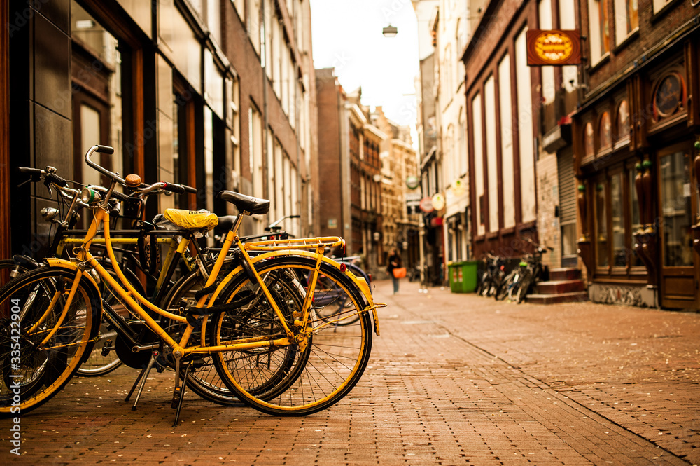 Amsterdam bikes and coffee shops