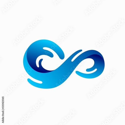 blue water wave logo, infinity logo design
