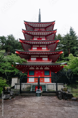 japanese pagoda in forest 