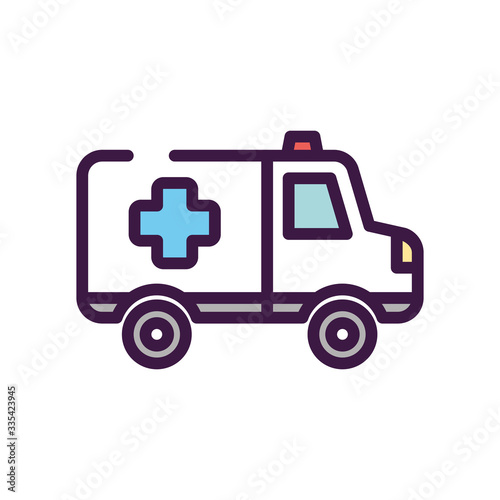 healthcare concept, ambulance icon, line color style