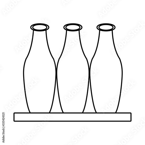 wooden shelf forniture with bottles decoratives