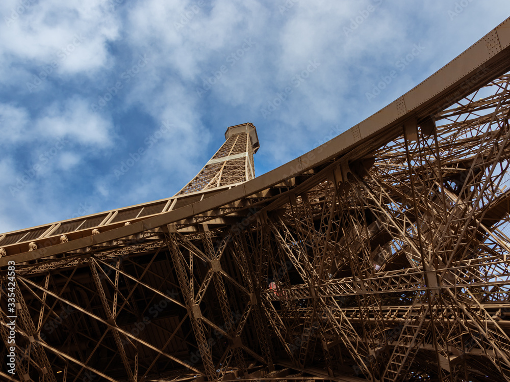Eiffel tower with a dramadeous blue sky in Paris, France