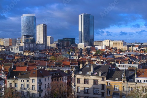 Financial district of Brussels  Belgium. Elevated view taken from Schaerbeek district.