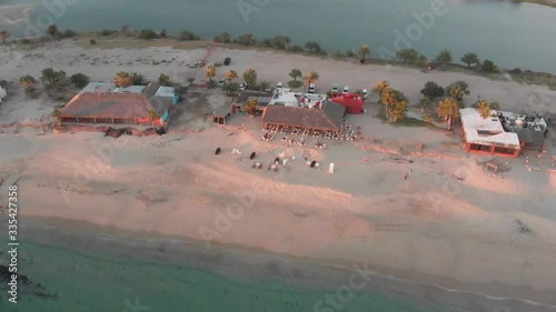 Aerial view beach coast of San Carlos New Guaymas in Mexico