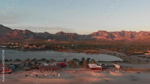 Aerial view beach coast of San Carlos New Guaymas in Mexico