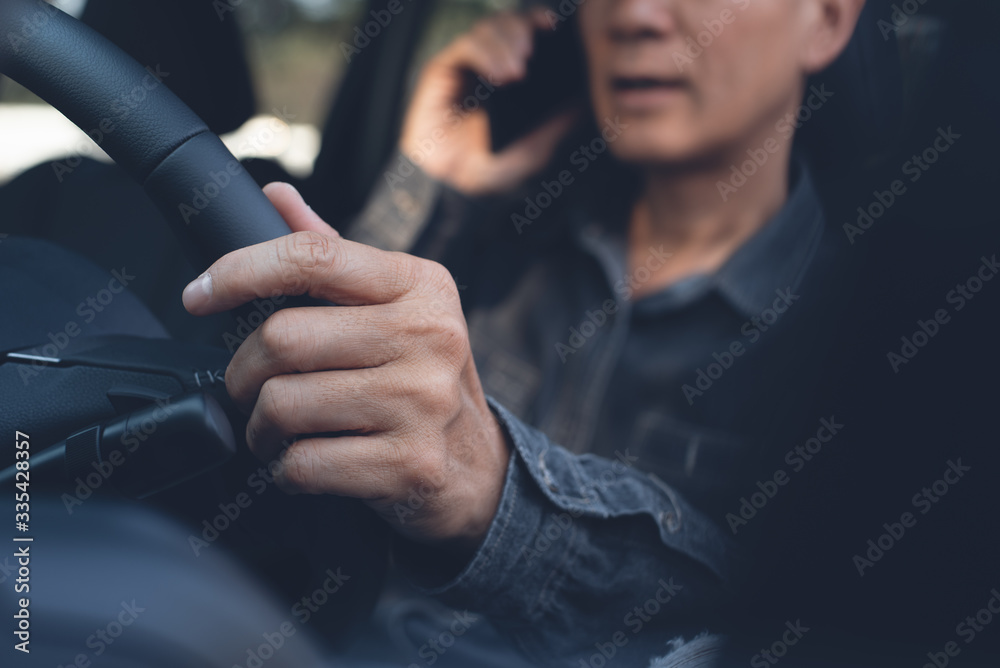 Using smartphone while driving a car