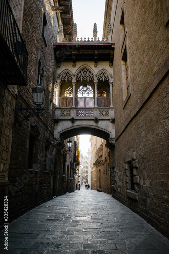 bridge in the gothic town in barcelona spain