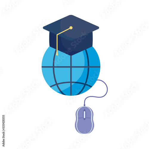 symbol global education with graduation cap