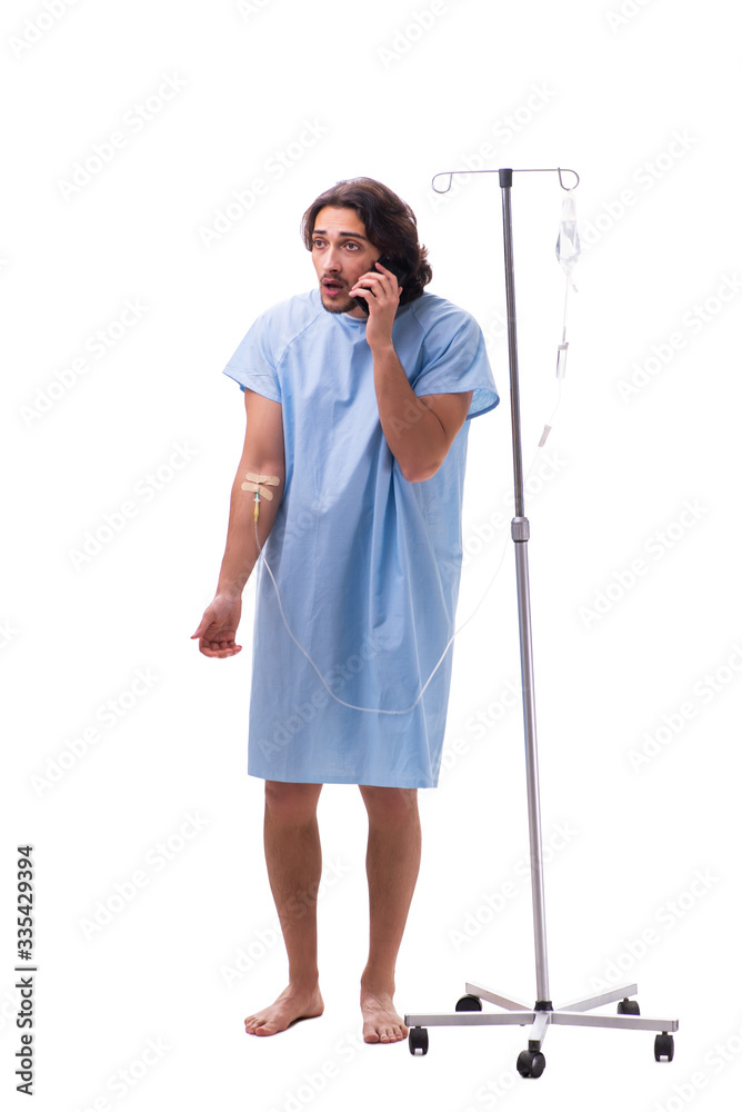 Young male patient in blood transfusion concept Young male patient in blood transfusion concept