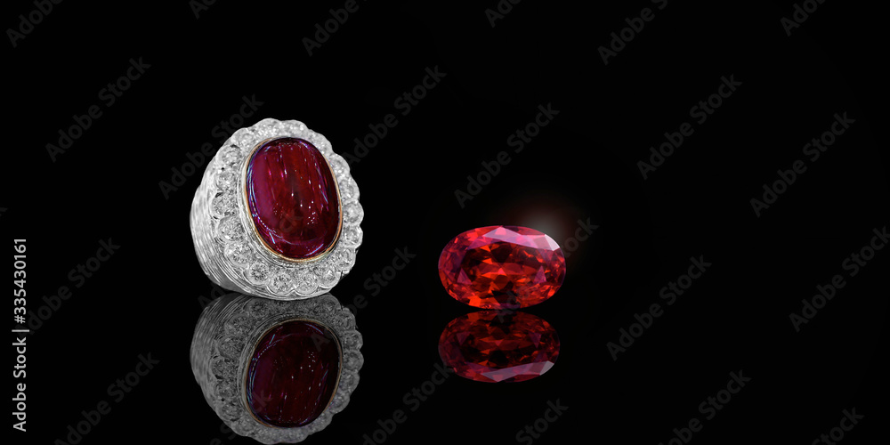 Fototapeta premium ruby Is red gem Beautiful by nature For making expensive jewelry