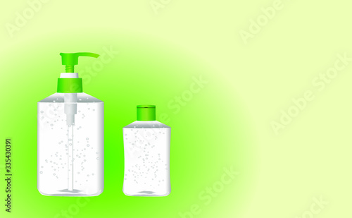 Hand sanitizer, lotion, soap or shampoo in bottles illustration vector