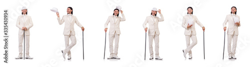 Gentleman in white suit isolated on white