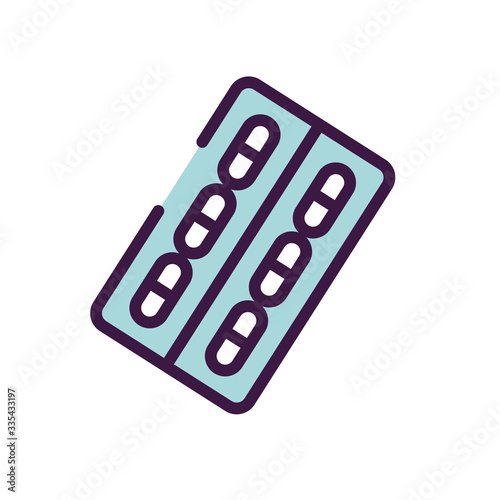 healthcare concept, medication blister icon, line color style