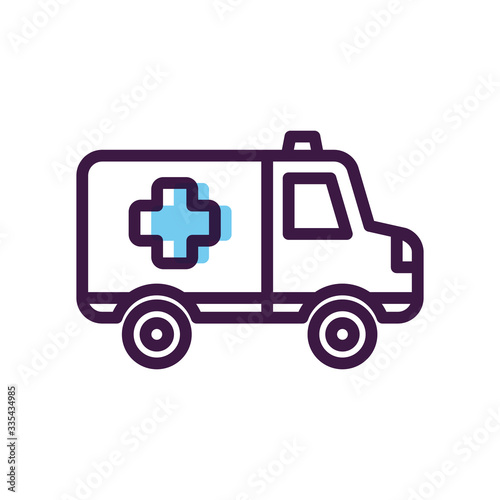 healthcare concept, ambulance icon, line color style
