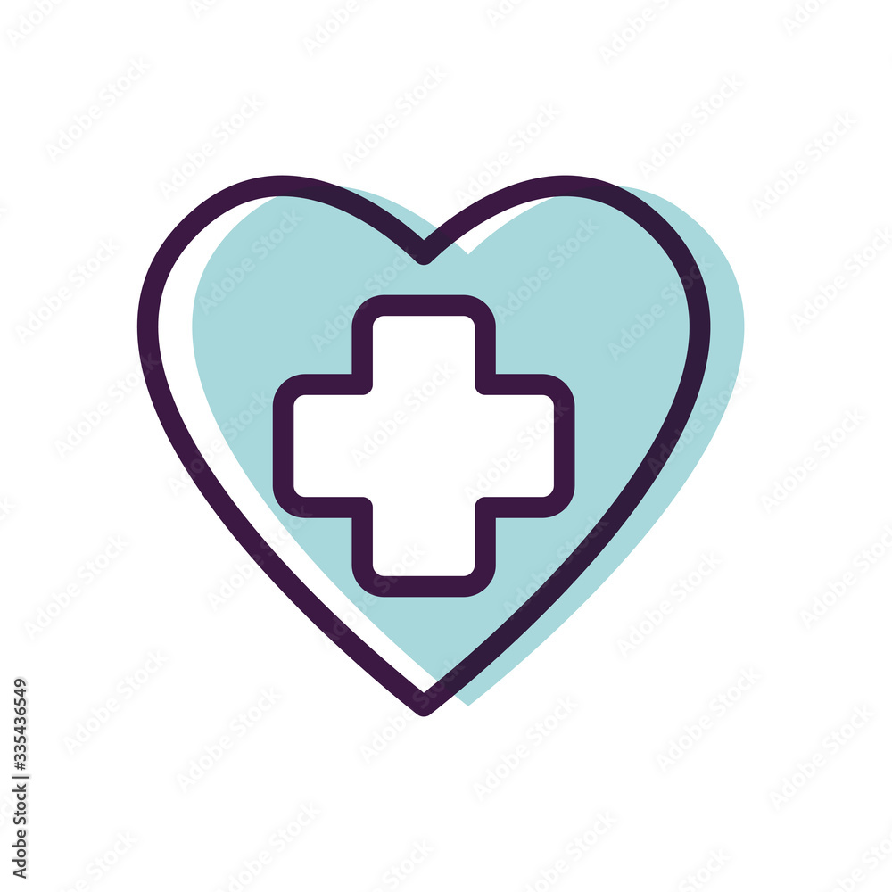 healthcare concept, heart with medical cross icon, line color style healthcare concept, heart with medical cross icon, line color style