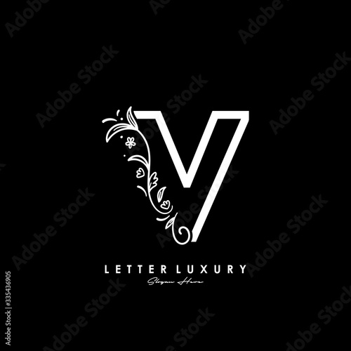 initial logo V letter luxury flourishes ornament logo template