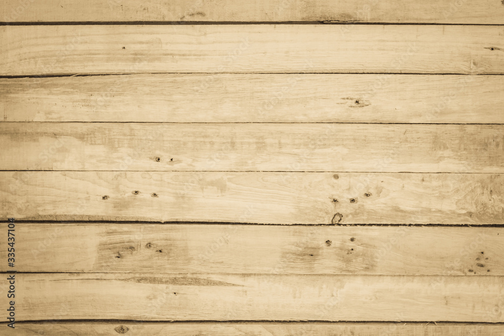 Naklejka premium Brown Wood texture background. Wood planks old of table top view and board wooden nature pattern are grain hardwood panel floor. Design timber vintage wall textured material for banner copy space.