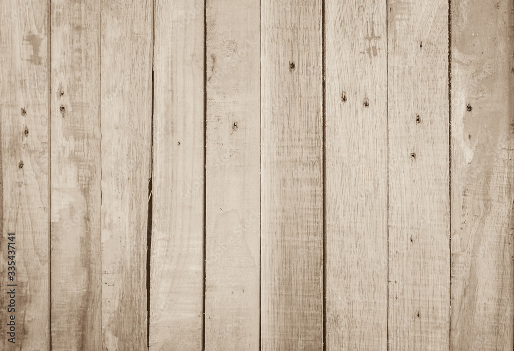 Fototapeta premium Brown Wood texture background. Wood planks old of table top view and board wooden nature pattern are grain hardwood panel floor. Design timber vintage wall textured material for banner copy space.