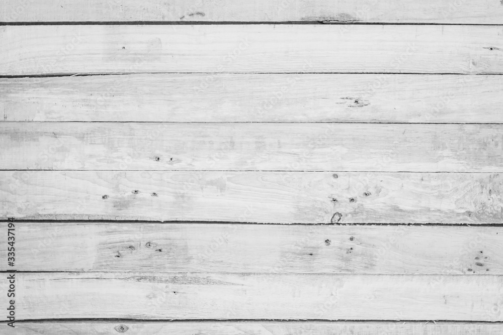Wood plank white timber texture background. Old wooden wall all have antique cracking furniture painted weathered peeling wallpaper . Vintage table plywood woodwork hardwoods at summer for copy space.