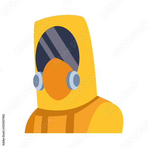 person with biosafety suit character