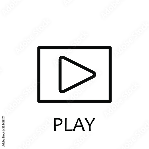 Play Icon, Music Template Logo Design Emblem Isolated Illustration , Business Audio Media Player Simple Glyph ,Outline Solid Background White
