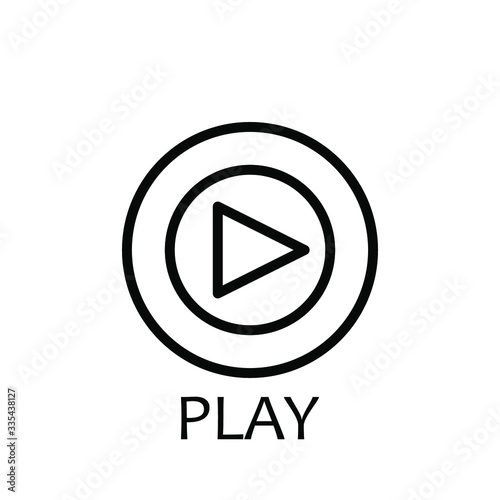 Play Icon, Music Template Logo Design Emblem Isolated Illustration , Business Audio Media Player Simple Glyph ,Outline Solid Background White
