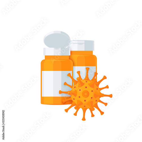 Pharmacy bottles vector concept in cartoon style