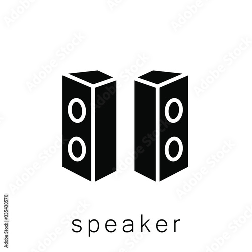 Speaker Icon , Template Logo Design Vector Emblem Isolated Illustration , Sound Business Volume Outline Solid Background White
