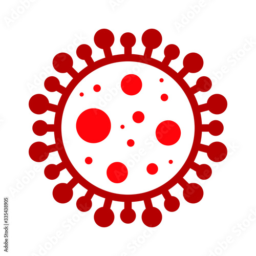 Wuhan Corona Virus, Covid-19, nCOV, MERS-CoV Novel Coronavirus Cell Stamp. Covid 19 Red Vector. Epidemic Warning Symbol or Sign, Risk Zone Sticker. Asian Respiratory Syndrome Disease.