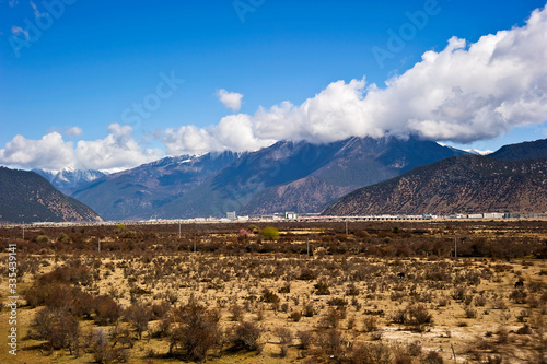 mountain landscape with snow in Tibet, China, 