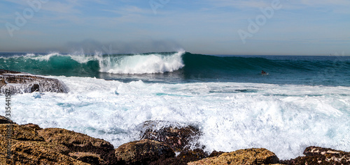 waves breaking on the rocks